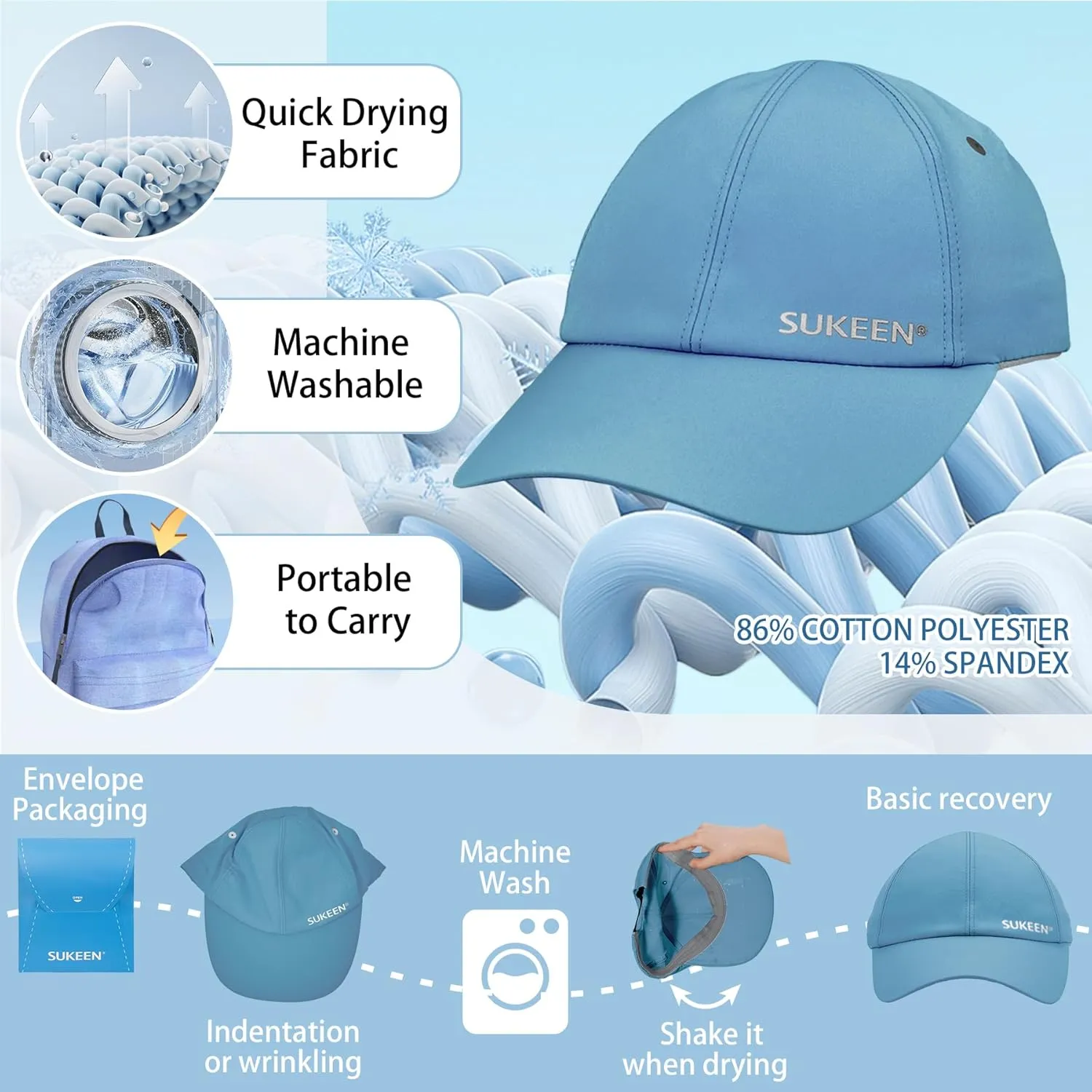Sukeen Kids Sun Hats for Girls Boys Quick Drying Baseball Cap Lightweight Sun Protection Hat for Outdoor Activity
