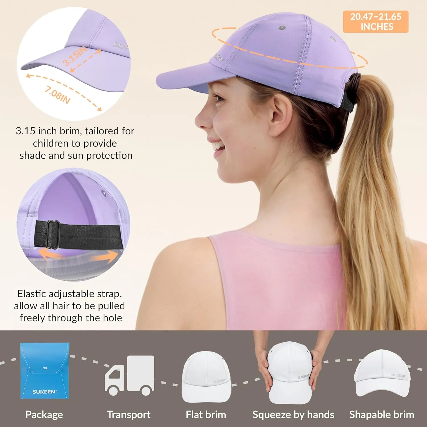 Sukeen Kids Sun Hats for Girls Boys Quick Drying Baseball Cap Lightweight Sun Protection Hat for Outdoor Activity