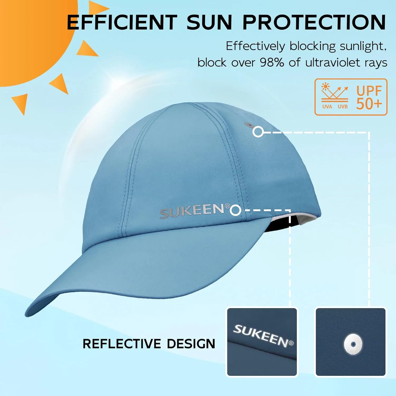Sukeen Kids Sun Hats for Girls Boys Quick Drying Baseball Cap Lightweight Sun Protection Hat for Outdoor Activity