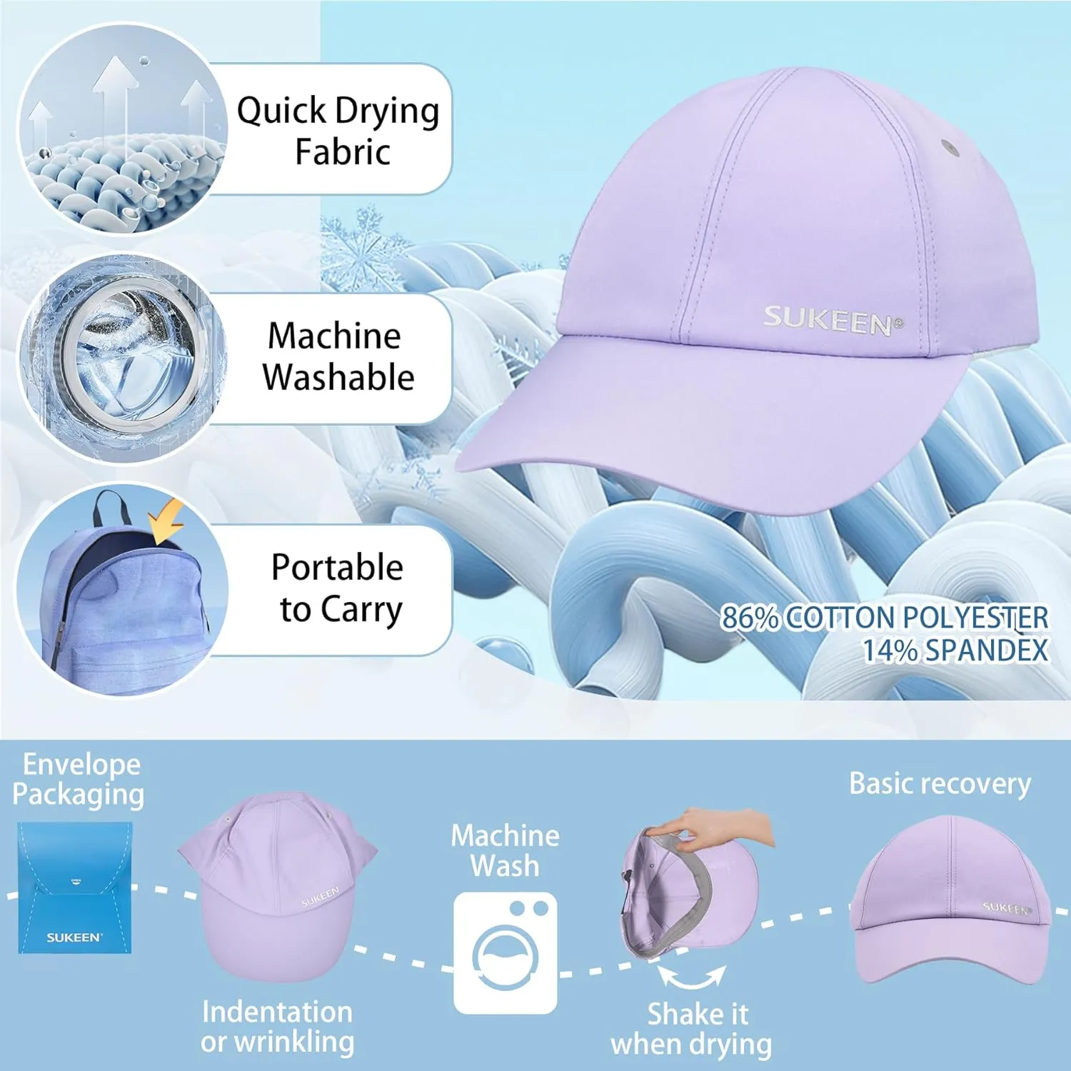 Sukeen Kids Sun Hats for Girls Boys Quick Drying Baseball Cap Lightweight Sun Protection Hat for Outdoor Activity