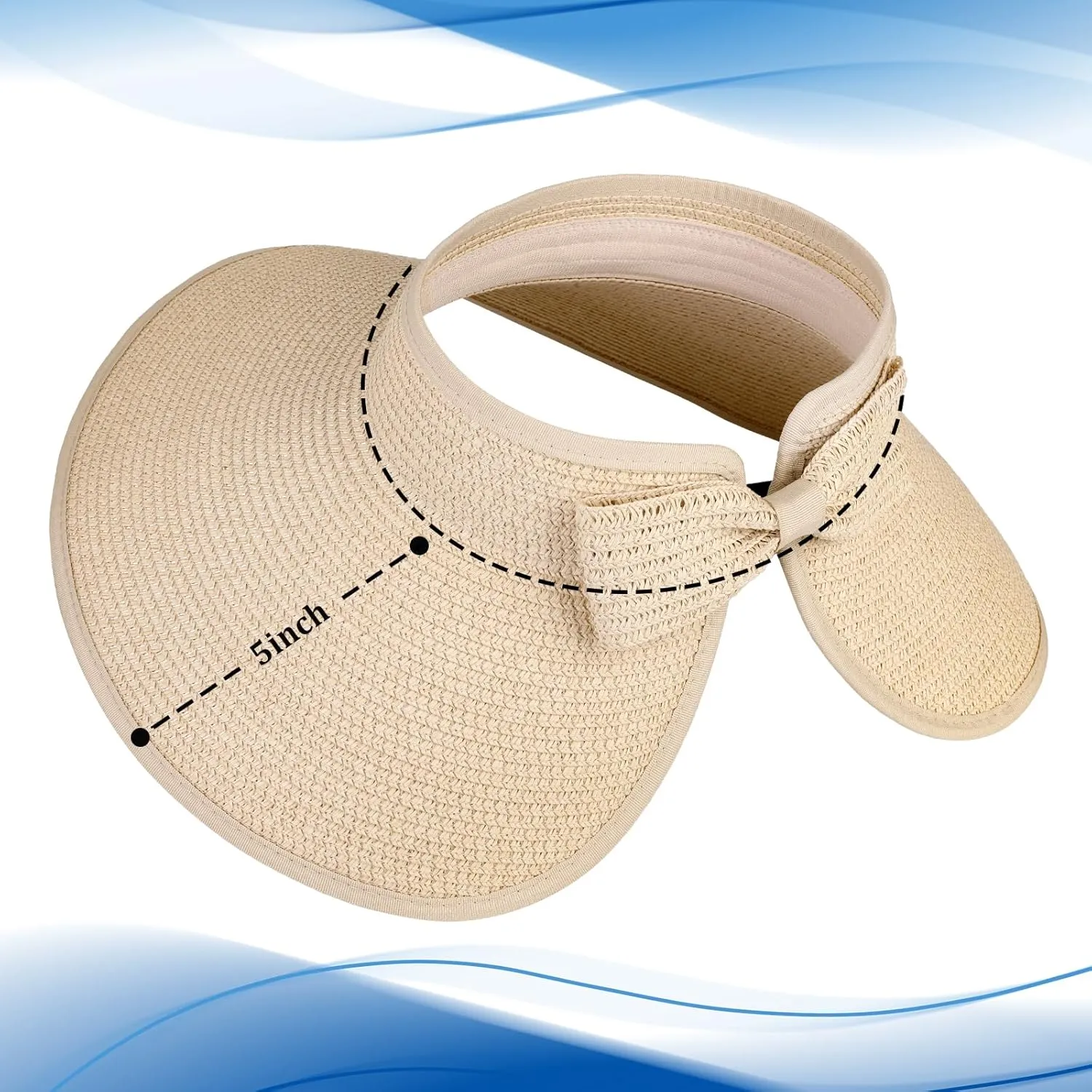Sun Visor Hats for Women, Summer Packable Straw Beach Hat UV Protection 2025, Women's Ponytail Hat, Foldable Travel