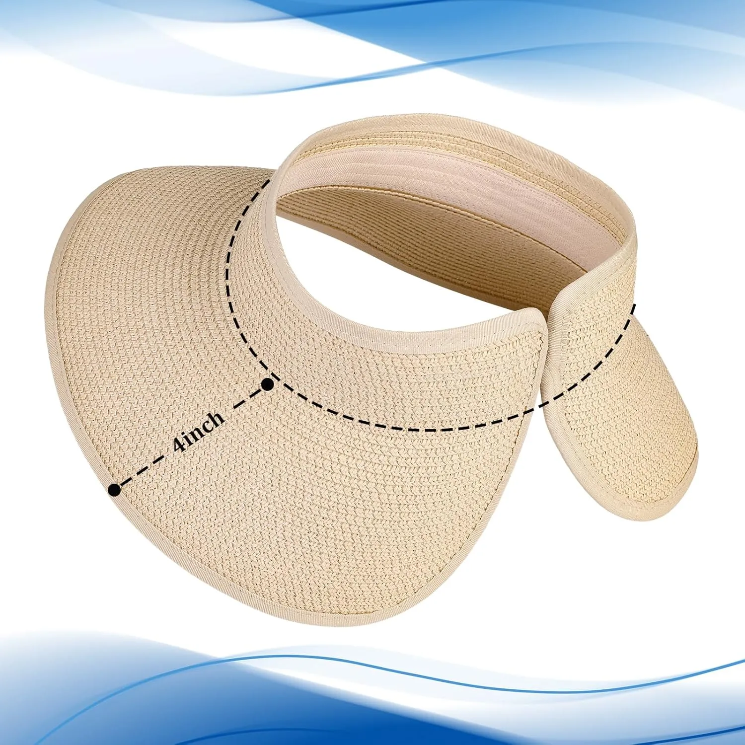 Sun Visor Hats for Women, Summer Packable Straw Beach Hat UV Protection 2025, Women's Ponytail Hat, Foldable Travel