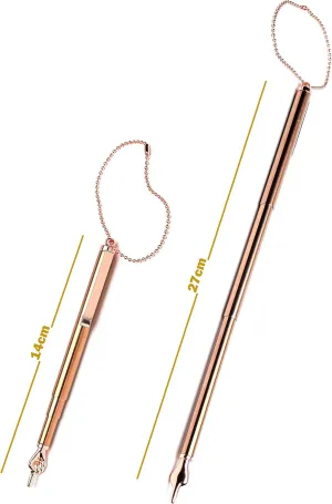 Torah Book Scalable Extendable Hand Pointer with Pocket Clip 14 CM Scalable to 27 CM Plus Steel Bead Chain Great Bar Bat Mitzvah Gift (Rose Gold)