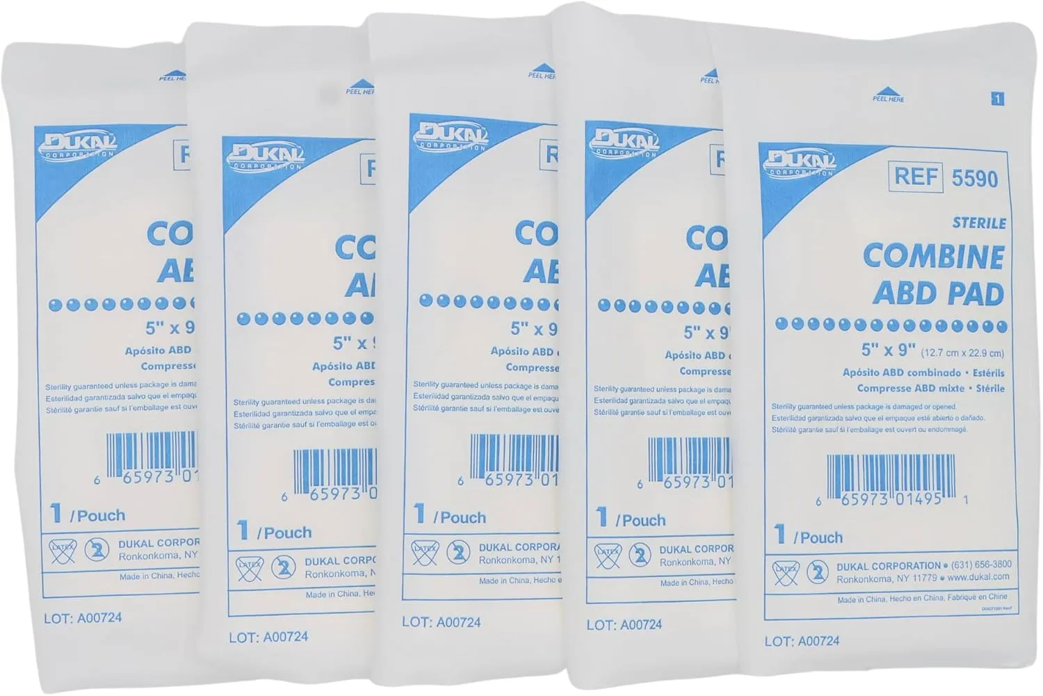 Trauma Pads, 5" x 9" COMBINE ABD (PACK OF 5)