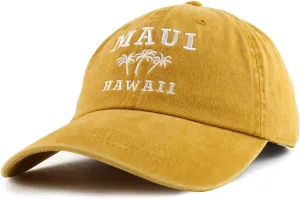 Trendy Apparel Shop Maui Hawaii with Palm Tree Embroidered Unstructured Baseball Cap
