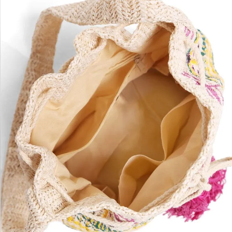 Tribal Straw Crossbody Bucket Bag  211-2 (1 unit)