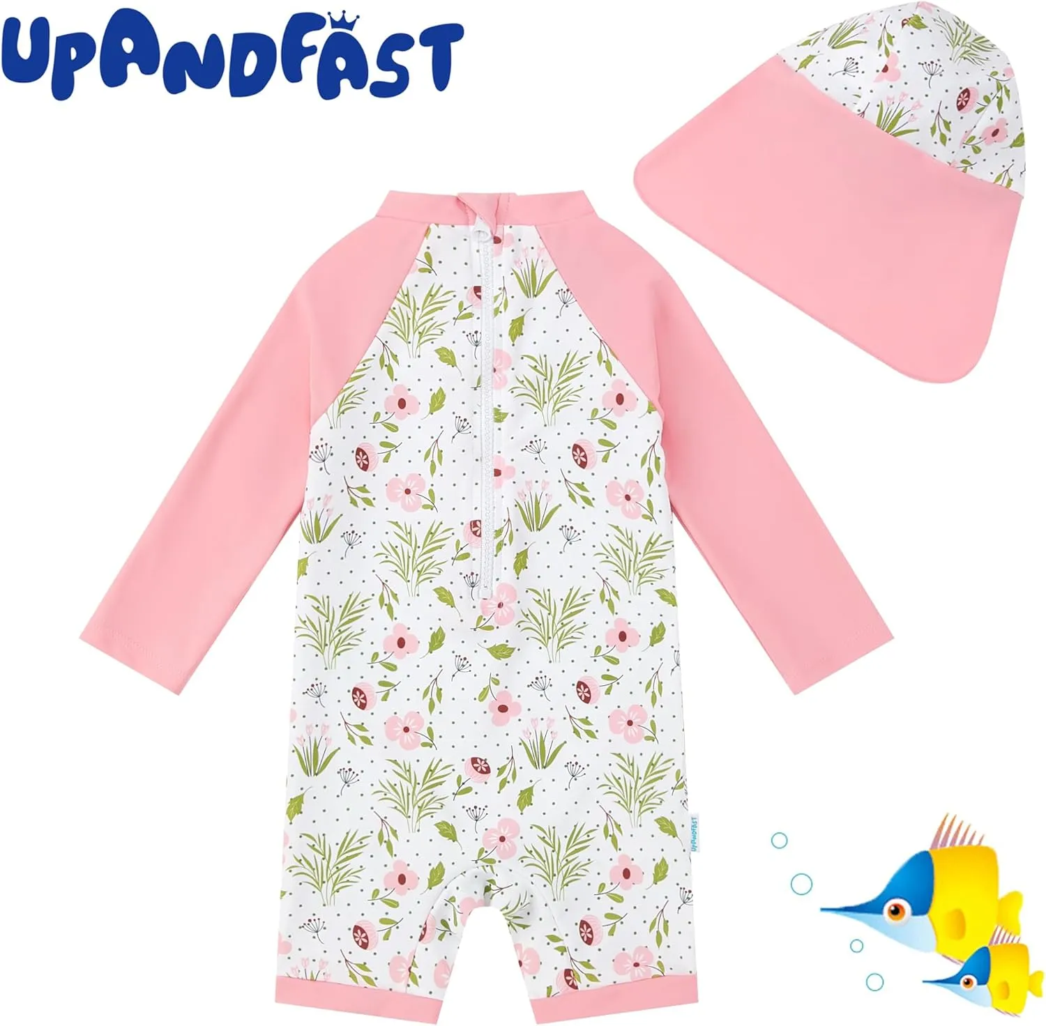 upandfast Baby/Toddler Girls Sunsuit Swimsuit with Snap Bottom UPF 50  Infant One Piece Rashguard Swimwear