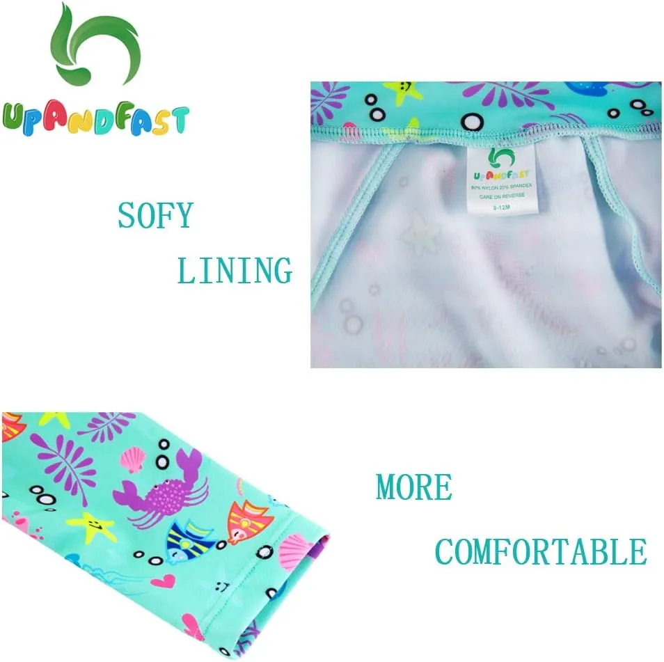 upandfast Baby/Toddler Swimsuit UPF 50  Sun Protection One Piece Zipper Bathing Suit with Sun Hat Infant Beach Swimwear