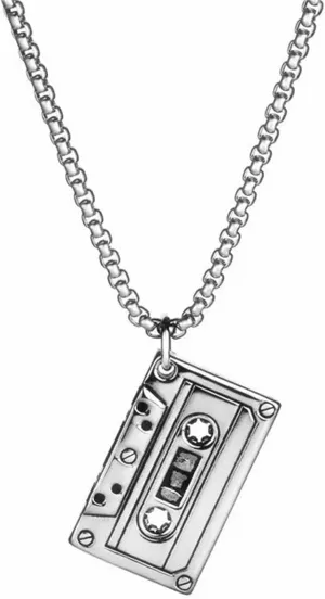 Vintage Music Tape Pendant Necklace 70s 80s Hip Hop Retro Charm Casette Tapes DJ Mc Alloy Chain Necklace for Women Men Hippie Rapper Musician Music Lovers Jewelry Gifts