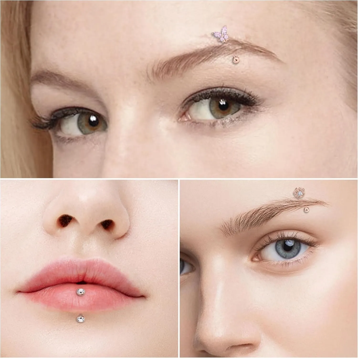 Vsnnsns Rook Daith Piercing Jewelry 16G Stainless Surgical Steel Curved Barbell Eyebrow Rings Vertical Labret Lip Piercing Jewelry Rook Daith Earrings for Women Men 6MM 8MM 10MM Hypoallergenic