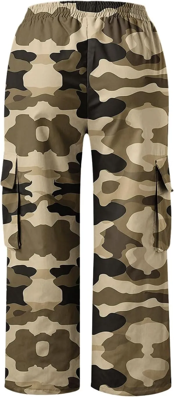 Women's Cargo Capris Hiking Pants Lightweight Outdoor Athletic Travel Casual Loose Fit Camouflage Pants with Pockets