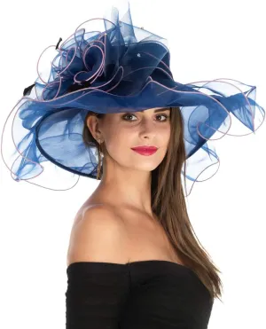 Women's Organza Church British Fascinator Bridal Tea Party Wedding Hat Summer Ruffles Cap