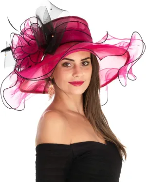 Women's Organza Church British Fascinator Bridal Tea Party Wedding Hat Summer Ruffles Cap