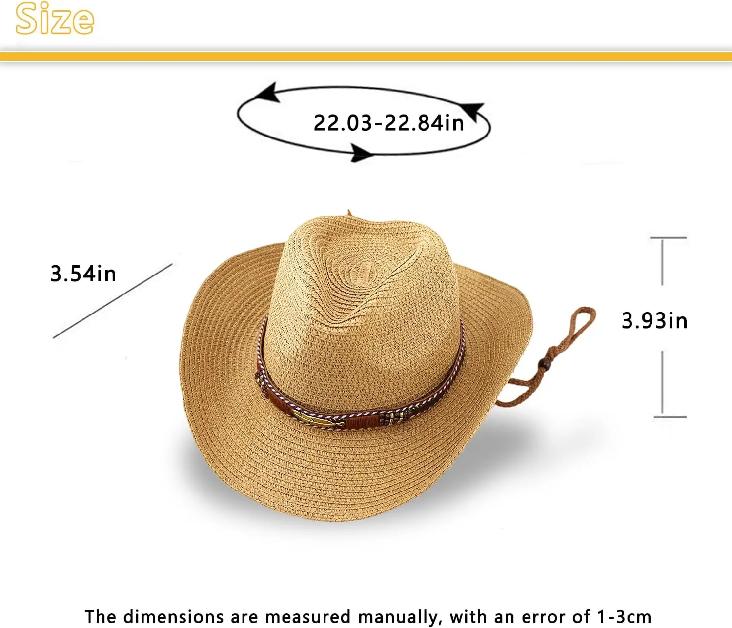 Women's Straw Cowboy Hat Summer Cowgirl Woven Sun Hat, Wide Brim Sparkly Western Cowboy Hat for Beach