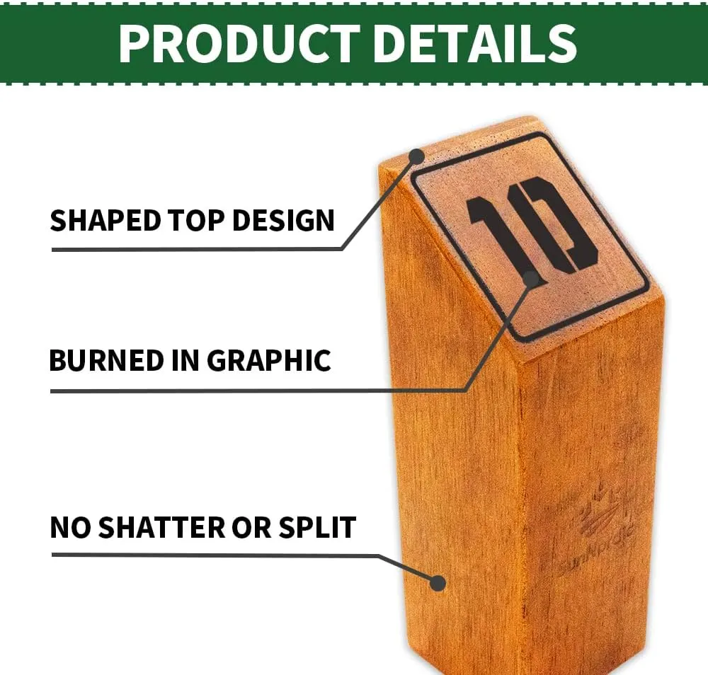 Wooden Throwing Game Set, Numbered Block Toss Games with 1 x Scoreboard,12 x Premium Rubber Wood Pins & 1 x Dowel, Outdoor Backyard Lawn Bowling Yard Game for Kids, Adults & Family